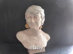 Bust of a woman in glazed ceramic signed Marcel Guillard-Art Deco