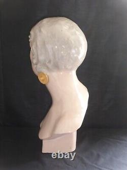 Bust of a woman in glazed ceramic signed Marcel Guillard-Art Deco