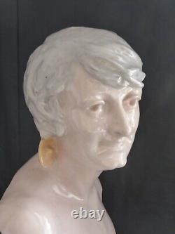 Bust of a woman in glazed ceramic signed Marcel Guillard-Art Deco