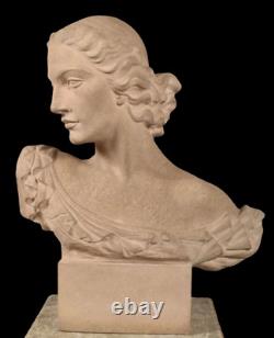 Buste de Femme S. BONOME, F. BARBEDIENNE Art Deco Mid-century Vintage Sculpture