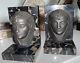 C Charles Bronze Art Deco Bookends With A Decor Of A Pharaoh's Profile Signed