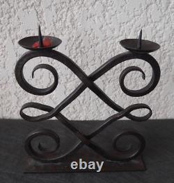 Candelabra/chandelier/sculpture wrought iron Art Deco signed Zadounaisky