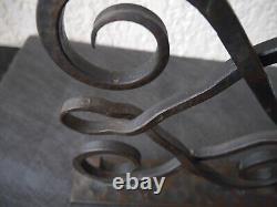 Candelabra/chandelier/sculpture wrought iron Art Deco signed Zadounaisky