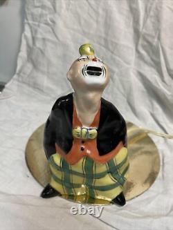 Ceramic Art Night Light by Radiguet Signed OISSEL CLOWN Art Deco 1930