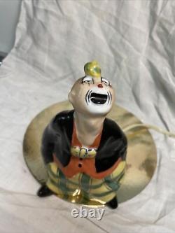 Ceramic Art Night Light by Radiguet Signed OISSEL CLOWN Art Deco 1930