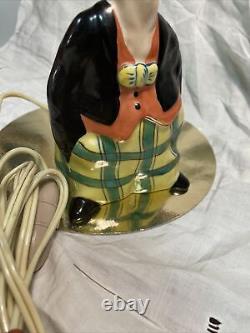 Ceramic Art Night Light by Radiguet Signed OISSEL CLOWN Art Deco 1930