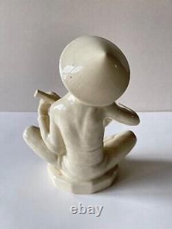 Ceramic Cracked Art Deco Asian Musician Sarreguemines France