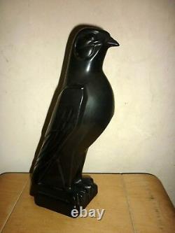 Ceramic Faience Bird Signed To Identify Art Deco 1930 Modernist Sculpture