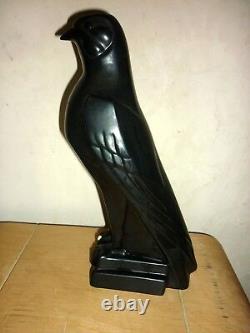 Ceramic Faience Bird Signed To Identify Art Deco 1930 Modernist Sculpture