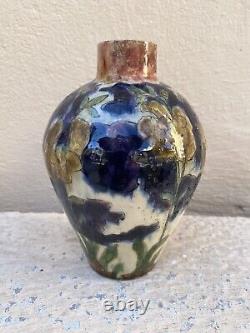 Ceramic Vase with Art Deco Floral Decoration Signed R. M. 1914