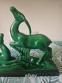 Charles Lemenceau Pair of Art Deco Antelope