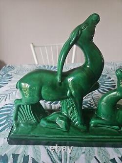 Charles Lemenceau Pair of Art Deco Antelope