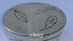 Chic Modernist Oval Boite In Argented Metal Signed A. Lang Bestform