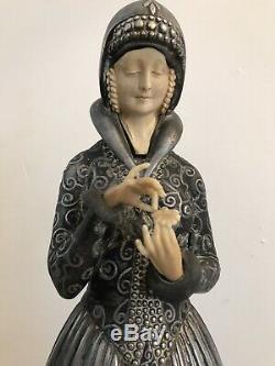 Chryséléphantine Sculpture Signed D. H. Chiparus Woman Art Deco