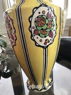 Circa 1920 Grand Vase Fainence Boch La Louviere Charles Catteau Art Deco Signed