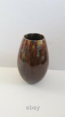 Clément Massier Enamelled Terracotta Oblong Vase Signed