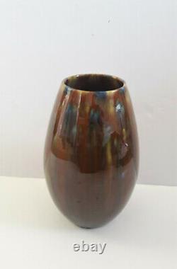 Clément Massier Enamelled Terracotta Oblong Vase Signed