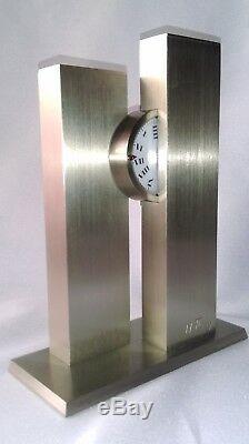 Clock Nycthemeral Edition Brushed Metal Signed Michel Fleury (born 1946)