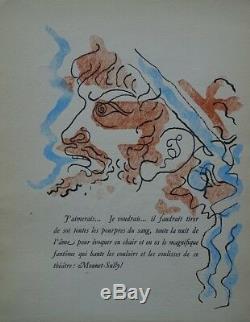 Cocteau Jean Portrait Of Mounet Sully 16 Gouache Original Drawings # 1945