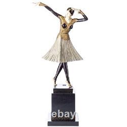 Colored Art Deco Bronze Dancer Miro after DH Chiparus Vintage Signed