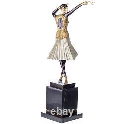 Colored Art Deco Bronze Dancer Miro after DH Chiparus Vintage Signed