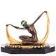 Colorful Art Deco Bronze Figure Dancer Signed