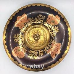 Copper standing bowl with floral decoration signed André Ducobu Art Deco
