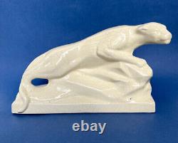 Cracked ceramic Art Deco 1930 Onnaing Panther, signed E. Declercq