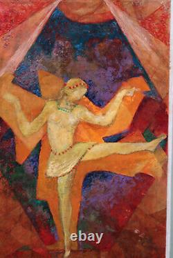 Cubist Art Deco Tableau Dancer by Henri Laffite