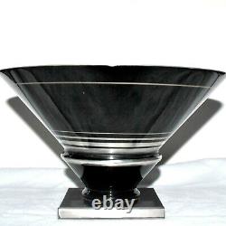 Cup Art Deco Vase Michel Herman Paris Black Silver Crystal Signed Hem 1920-1930