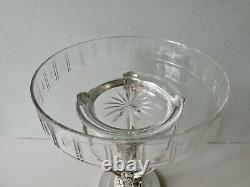 Cup, Silver Metal And Crystal Table Center, Signed Gallia, Art Deco