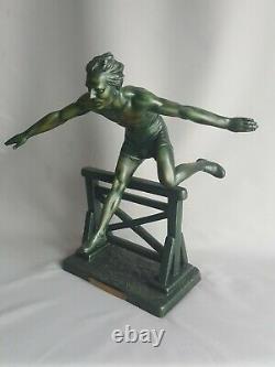 D. H Chiparus Sculpture Art Deco Sportsman At Jump Of Hedges Olympic Games 1920