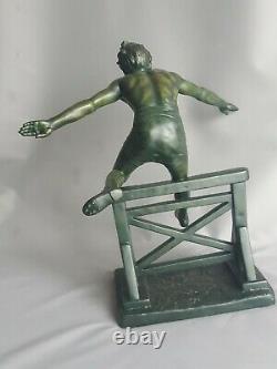 D. H Chiparus Sculpture Art Deco Sportsman At Jump Of Hedges Olympic Games 1920