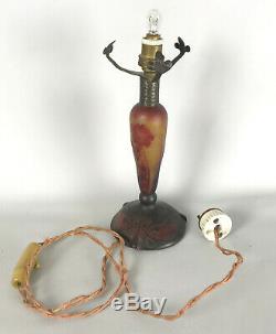 Daum Nancy D'era Lamp Foot Art Deco Glass Multilayer Signed 22cm H