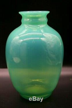 Daum Nancy Glass Vase Opaline Old Antique Vaseline Glass Art Deco Sign