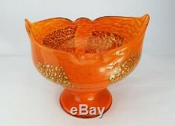 Daum Nancy Vase Large Glass Powder Inclusions Gold Cup Art Deco Signed