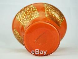 Daum Nancy Vase Large Glass Powder Inclusions Gold Cup Art Deco Signed