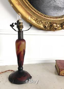 Daum Nancy Vintage Art Deco Lamp Base In Multicouche Signed Glass 22cm H