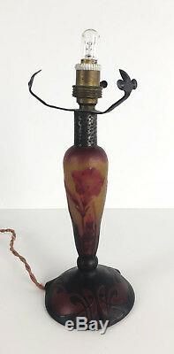 Daum Nancy Vintage Art Deco Lamp Base In Multicouche Signed Glass 22cm H