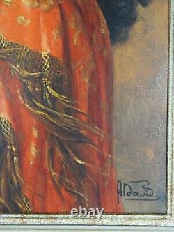 David Andre 1930-1940 Table S Portrait Oil / Canvas Art Deco Gypsy Woman Peintur