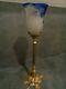 Deco Lamp Foot Bronze Art And Tulip Glass Paste Signed Noverdy