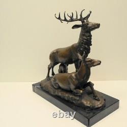 Deer Animalier Hunting Style Art Deco Style Art Nouveau Bronze Statue Sculpture