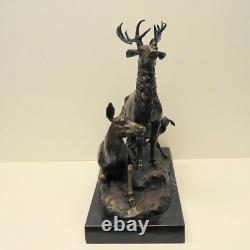 Deer Animalier Hunting Style Art Deco Style Art Nouveau Bronze Statue Sculpture