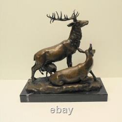 Deer Animalier Hunting Style Art Deco Style Art Nouveau Bronze Statue Sculpture