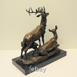 Deer Animalier Hunting Style Art Deco Style Art Nouveau Bronze Statue Sculpture