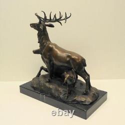 Deer Animalier Hunting Style Art Deco Style Art Nouveau Bronze Statue Sculpture