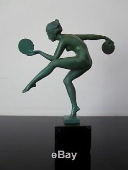 Derenne Old Woman Dancer Statuette. Art Deco. Max Le Verrier. Signed