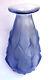 Diamond-shaped Vase Sabino Art Deco Signed Blue Opalescent