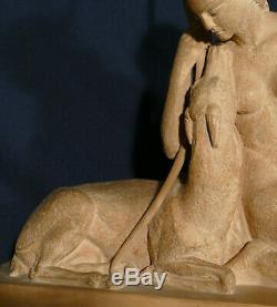 Diana, Clay Sculpture, Laveysse, Süßes Brothers, Old Art Deco Statue
