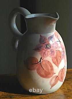 Double-handled pitcher in earthenware, signed Simone LARRIEU Art Deco 1930 1940